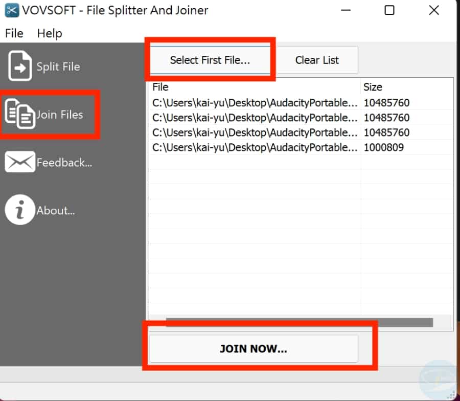 VOVSOFT File Splitter And Joiner 3